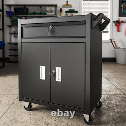 1 Drawer 2 Door Rolling Tool Cabinet on Wheels Workshop Garage Tool Trolley Cart