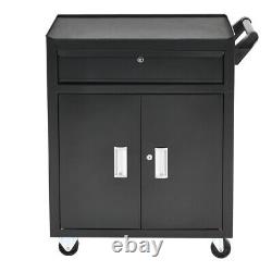 1 Drawer 2 Door Rolling Tool Cabinet on Wheels Workshop Garage Tool Trolley Cart