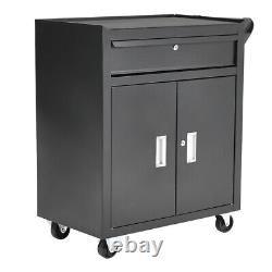 1 Drawer 2 Door Rolling Tool Cabinet on Wheels Workshop Garage Tool Trolley Cart