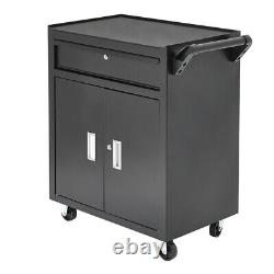 1 Drawer 2 Door Rolling Tool Cabinet on Wheels Workshop Garage Tool Trolley Cart