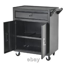 1 Drawer 2 Door Rolling Tool Cabinet on Wheels Workshop Garage Tool Trolley Cart