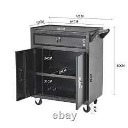 1 Drawer 2 Door Rolling Tool Cabinet on Wheels Workshop Garage Tool Trolley Cart