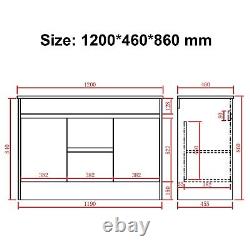 1200mm Bathroom Double Vanity Unit Basin Sink 2 Drawers & 2 Doors Large Storage