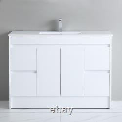 1200mm Bathroom Vanity Unit Basin Sink Large Cabinet 4 Drawers & 2 Doors White