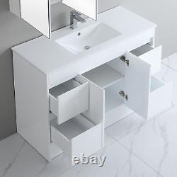 1200mm Bathroom Vanity Unit Basin Sink Large Cabinet 4 Drawers & 2 Doors White