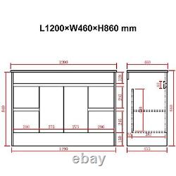 1200mm Bathroom Vanity Unit Basin Sink Large Cabinet 4 Drawers & 2 Doors White