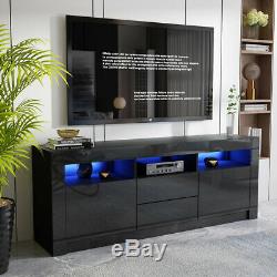 160cm Large Sideboard Black Modern TV Unit Cabinet High Gloss Drawer Door LED UK