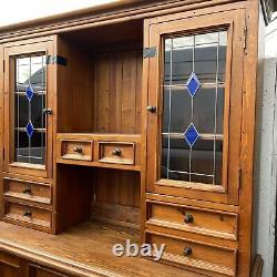 #1669 Large Solid Wood Three-Door Half-Glazed Welsh Dresser