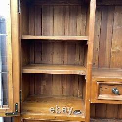 #1669 Large Solid Wood Three-Door Half-Glazed Welsh Dresser