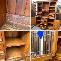 #1669 Large Solid Wood Three-Door Half-Glazed Welsh Dresser