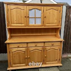 #1773 Large Pine Three-door Part-glazed Dresser