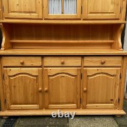 #1773 Large Pine Three-door Part-glazed Dresser