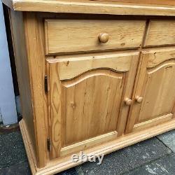 #1773 Large Pine Three-door Part-glazed Dresser