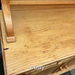 #1773 Large Pine Three-door Part-glazed Dresser