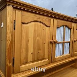 #1773 Large Pine Three-door Part-glazed Dresser