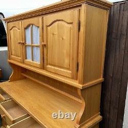 #1773 Large Pine Three-door Part-glazed Dresser