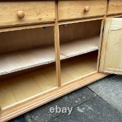 #1773 Large Pine Three-door Part-glazed Dresser