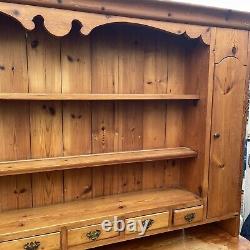 #1774 Very Large Rustic Pine 3-door Alcove Country Kitchen Dresser Project Only