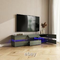 High Gloss 2 Doors 1 Drawer TV Stand Cabinet Entertainment Unit LED Lights 177cm
