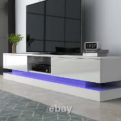 180cm LED Light TV Unit Cabinet Stand Matt Body & High Gloss Doors withDrawers UK