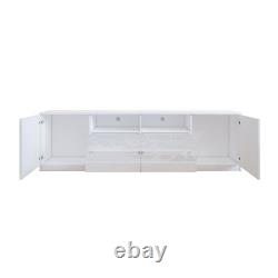 180cm Large Storage TV Unit Cabinet White High Gloss TV Stand with LED Lights