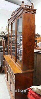 1884 Large Walnut 3 Door Glazed Top Bookcase