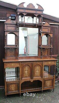 1920s Large Mahogany Sideboard with Mirrored Back and Good Inlay