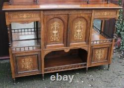 1920s Large Mahogany Sideboard with Mirrored Back and Good Inlay