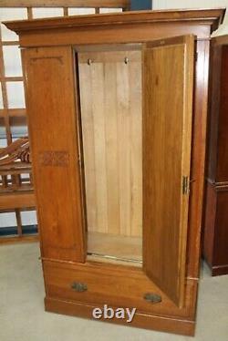 1940's Mirrored 1 Door Oak Wardrobe with large Drawer
