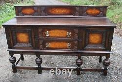 1940s Quality Large Carved Oak Sideboard