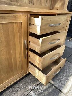 #1949 Large Light Oak Modern Glazed Dresser