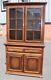 1960s Large Oak Bookcase with Glazed Top and Cupboards