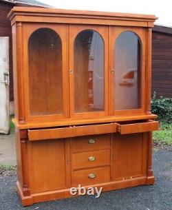 1960s Large Walnut Bookcase with Glass Shelves