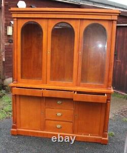 1960s Large Walnut Bookcase with Glass Shelves