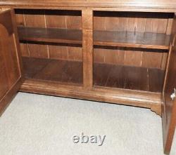 #1961 Large Oak Three-door Three-quarter Leaded Glazed Welsh Dresser