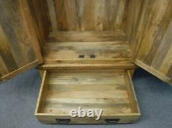 1of2 OAK FURNITURE LAND LARGE SOLID OAK 2DOOR 1DRAWER WARDROBE H186xW100xD60cm