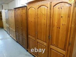 1of2 OAK FURNITURE LAND LARGE SOLID OAK 2DOOR 1DRAWER WARDROBE H186xW100xD60cm