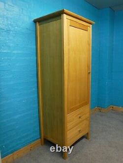 1of2 SOLID WOOD LARGE SINGLE 1DOOR 2DRAWER WARDROBE H188 W54 D71cm SEE SHOP