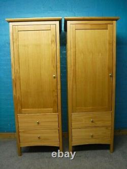 1of2 SOLID WOOD LARGE SINGLE 1DOOR 2DRAWER WARDROBE H188 W54 D71cm SEE SHOP