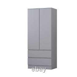 2 Door 2 Drawer Combination Wardrobe Large Deep Scandinavian Style Matt Grey