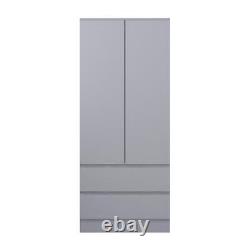 2 Door 2 Drawer Combination Wardrobe Large Deep Scandinavian Style Matt Grey