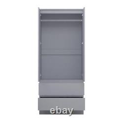 2 Door 2 Drawer Combination Wardrobe Large Deep Scandinavian Style Matt Grey