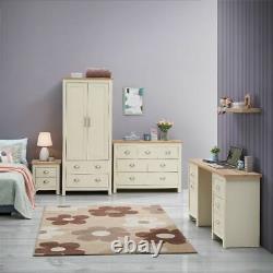 2 Door Bedroom Large Wardrobe Cream Furniture with 2 Drawers