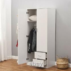 2 Door Wardrobe 2 Drawer withHanging Rail & Shelf Large Storage Cupboard Furniture