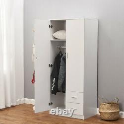 2 Door Wardrobe 2 Drawer withHanging Rail & Shelf Large Storage Cupboard Furniture