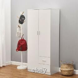 2 Door Wardrobe 2 Drawer withHanging Rail & Shelf Large Storage Cupboard Furniture