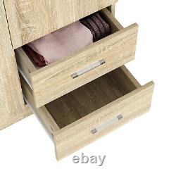 2 Double Door Wardrobe With Drawer Wood Bedroom Furniture Large Storage Cupboard