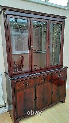 2 Piece Large Mahogany display Cabinet with Lighting and 3 drawers