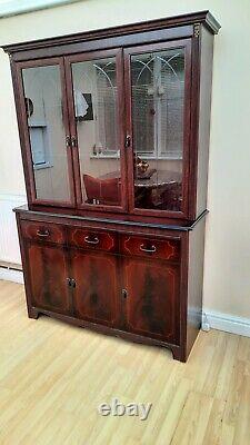 2 Piece Large Mahogany display Cabinet with Lighting and 3 drawers