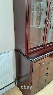 2 Piece Large Mahogany display Cabinet with Lighting and 3 drawers